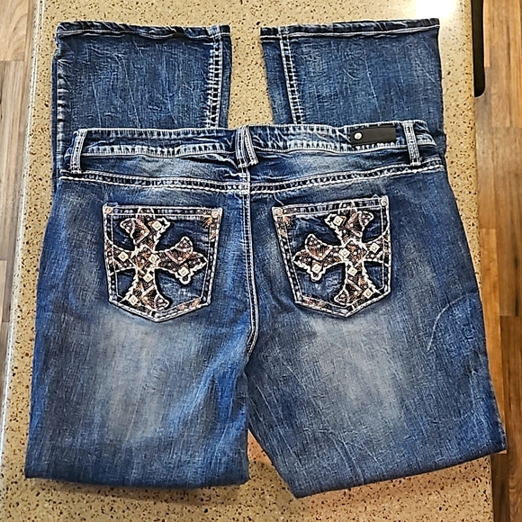"ANTIQUE RIVET" Low- rise Bootcut BEAUTIFUL DENIM DESIGNER STRETCH !! JEAN 16W - Picture 5 of 10